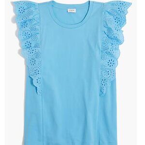 J Crew Ruffle-sleeve Eyelet Top